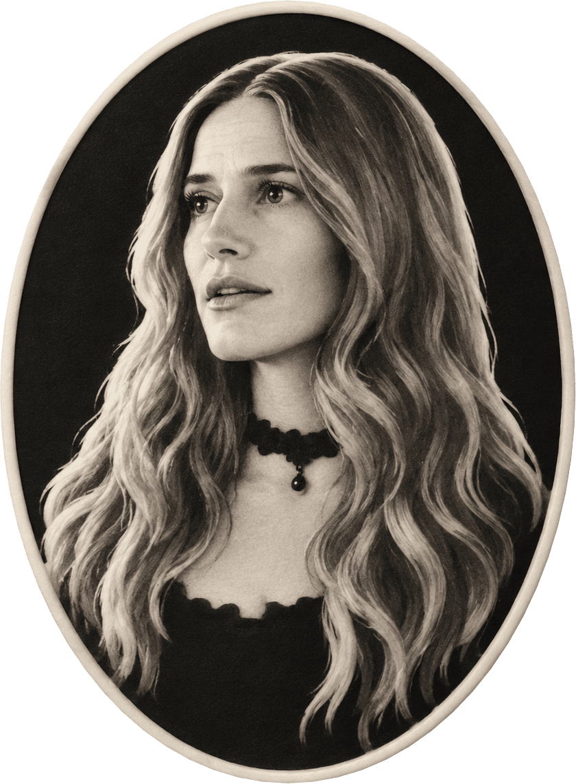 Memorial portrait of Caroline Jones in an oval cameo frame